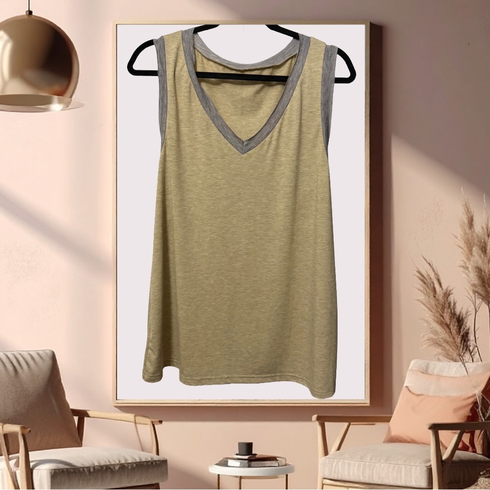 BOGO! V-Neck Tank Top with Gray Trim